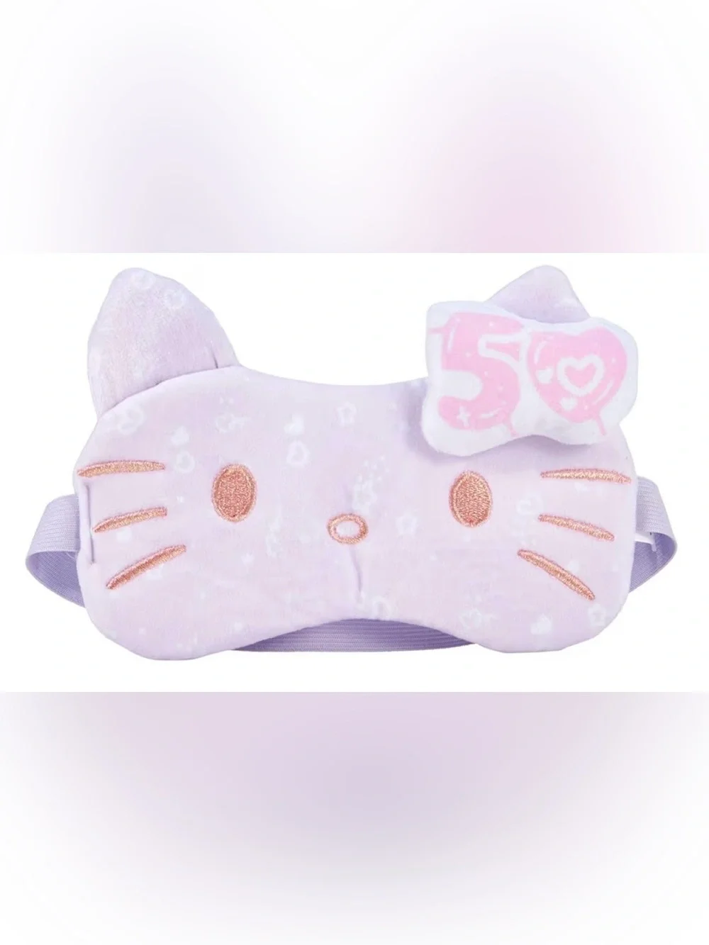 Sanrio Hello Kitty Plush Lavender/Pink Eye Mask Limited Edition 50 Anniversary